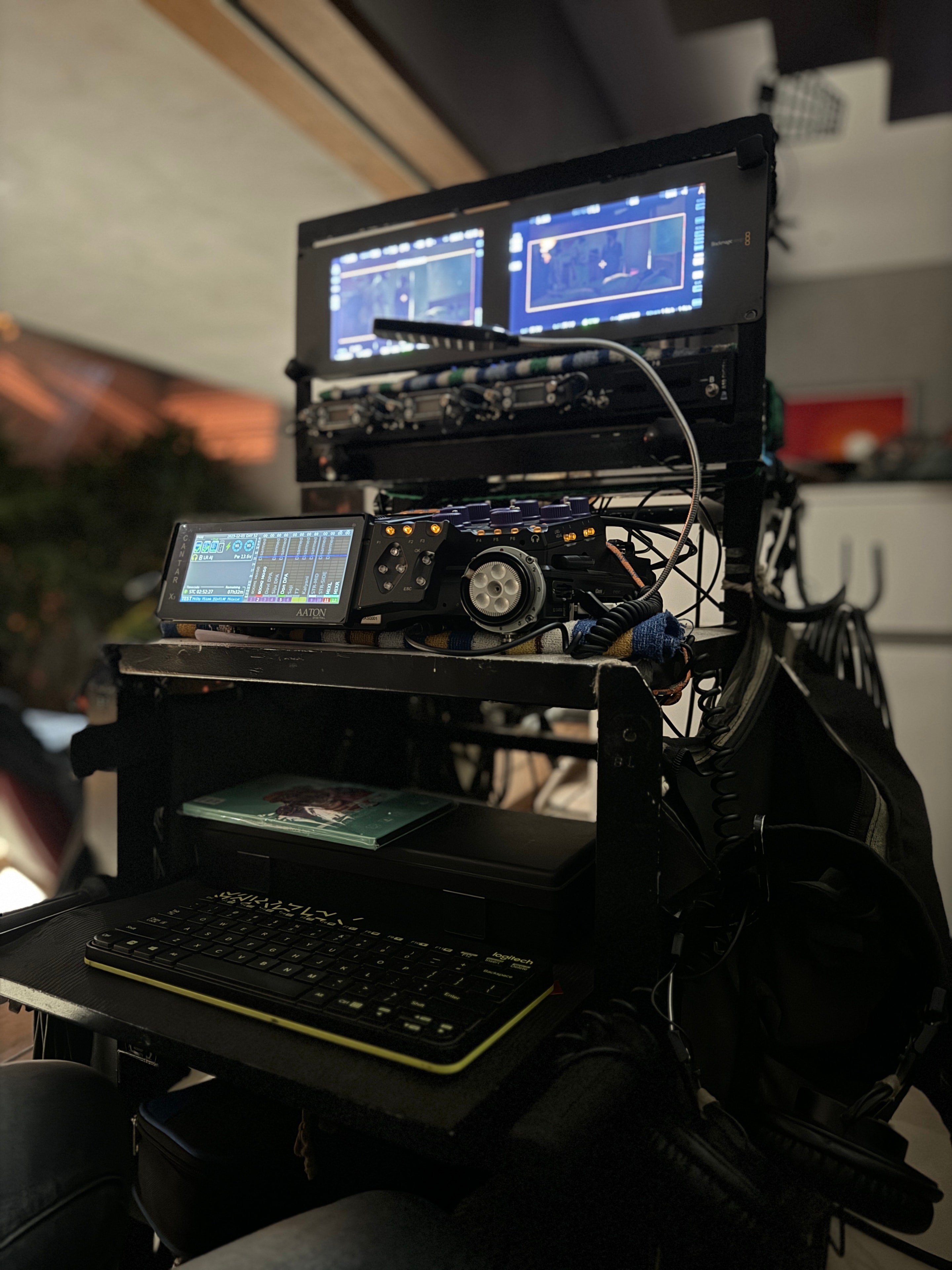 Professional location sound recorder on a film production